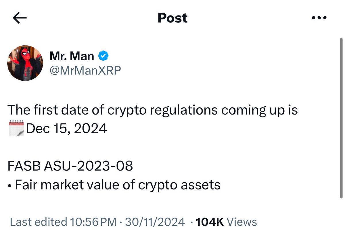 🚨🚨🚨🚨🚨🚨🚨 FASB ASU-2023-08 will become effective December 15, 2024  this Sunday It gives clarity for crypto assets that is backed by intangible  assets, such as gold RLUSD is backed by gold as
