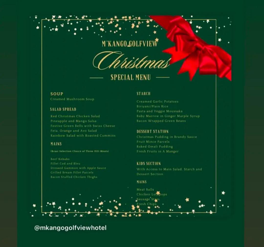 MkangoGolfview's tweet photo. @Airtel_Zambia You ask and we deliver. Hope this Christmas you will join us! Just K500 per adult and K400 per child, swimming pool is open and Entertainment by Cool breeze. https://t.co/YSAyy7MVul