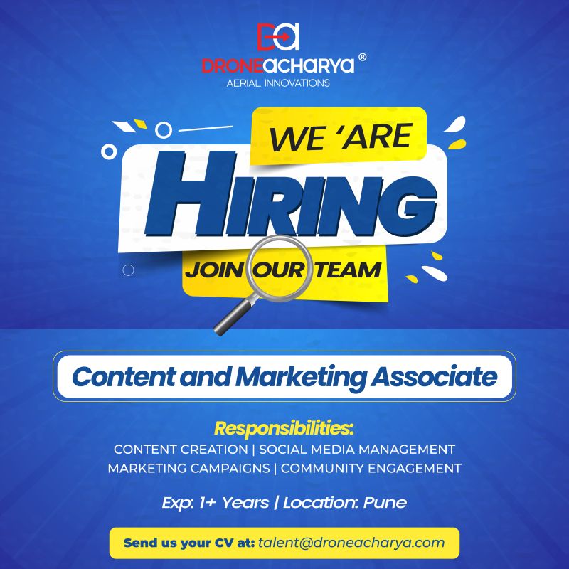 🚀 We're Hiring! 🌟
Join DroneAcharya as a Content &amp; Marketing Associate in Pune! 📍
If you love content creation, social media, &amp; marketing campaigns, this is for you! ✨
📧 Apply now!
#Hiring #MarketingJobs #PuneJobs