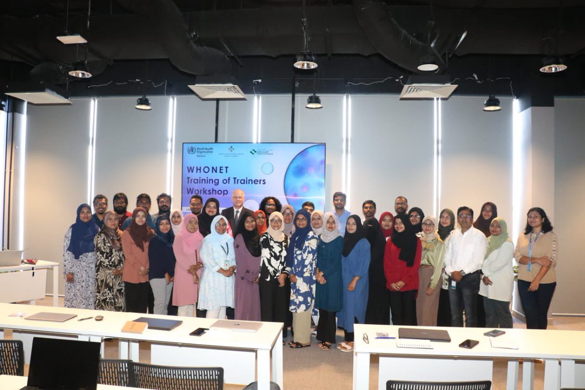 MoHmv's tweet photo. A two day Training of Trainers (ToTs) is being held Dharumavantha Hospital on WHONET for health professionals  from across the country  to strengthen AMR surveillance. Working together combat. #AntimicrobialResistance #WHONET  
@MFDA_mv @igmhmv @WHOMaldives @HPA_MV https://t.co/g7ttRVzOCo