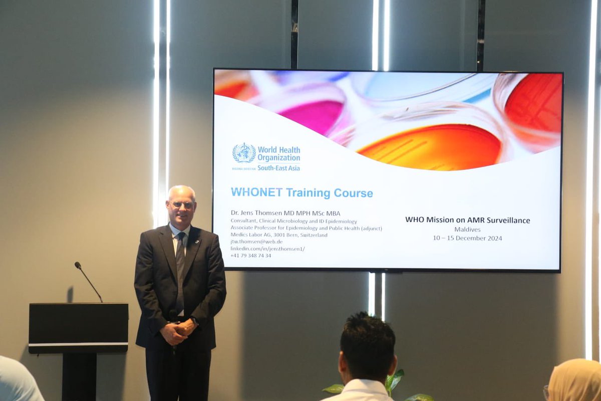 MoHmv's tweet photo. A two day Training of Trainers (ToTs) is being held Dharumavantha Hospital on WHONET for health professionals  from across the country  to strengthen AMR surveillance. Working together combat. #AntimicrobialResistance #WHONET  
@MFDA_mv @igmhmv @WHOMaldives @HPA_MV https://t.co/g7ttRVzOCo