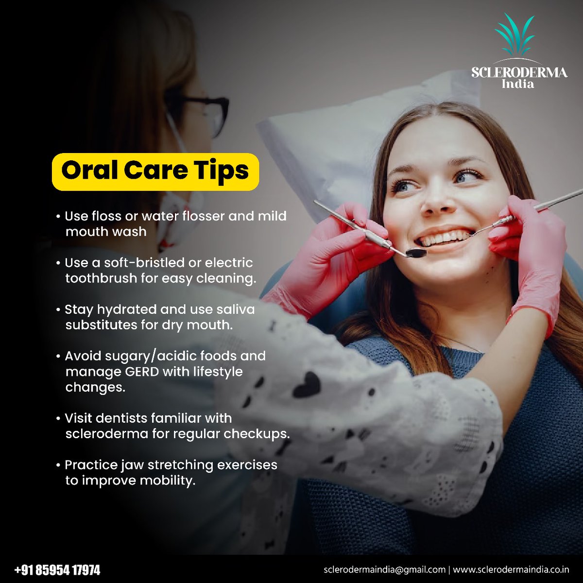 ScleroIndia's tweet image. Dental Health in Scleroderma!
#SclerodermaIndia #Scleroderma #ChronicIllness #AutoImmune #SystemicSclerosis #DentalHealth