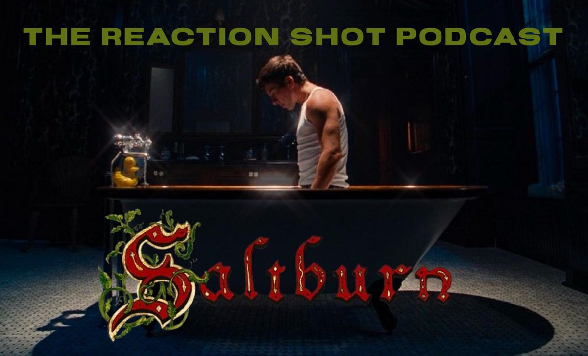 reactionshotpod's tweet photo. NEW EPISODE!! *Link In Bio* Come on! Don’t let this episode go down the drain! Returning guest Brittany has attempted a #Saltburn watch before but couldn’t get into it. Until now. What’s her reaction? It’s time to take all of our thoughts right to the grave by pressing play. https://t.co/RsQ1lwvtXr