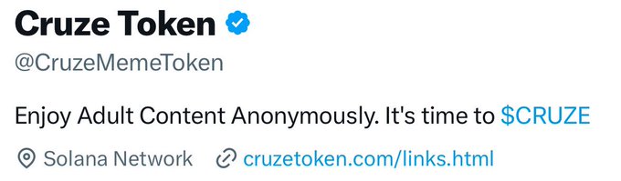 What is Cruze? The first adult content platform built around blockchain  Buy content anonymously. No email needed. No credit card needed.   For girls: more money For married guys: more fun For holders: huge upside