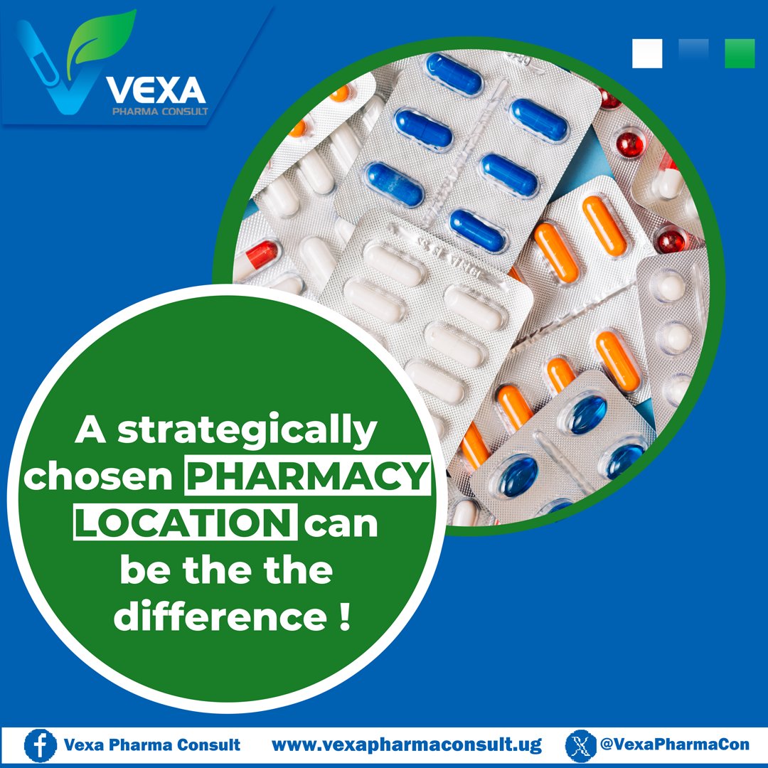 A strategically chosen location can be the difference between Success and Failure for a Pharmacy Business. Ultimately, investing time and resources into choosing the right location is an essential step towards building a thriving pharmacy business 👉🏾 vexapharmaconsult.ug/setting-up-a-p…