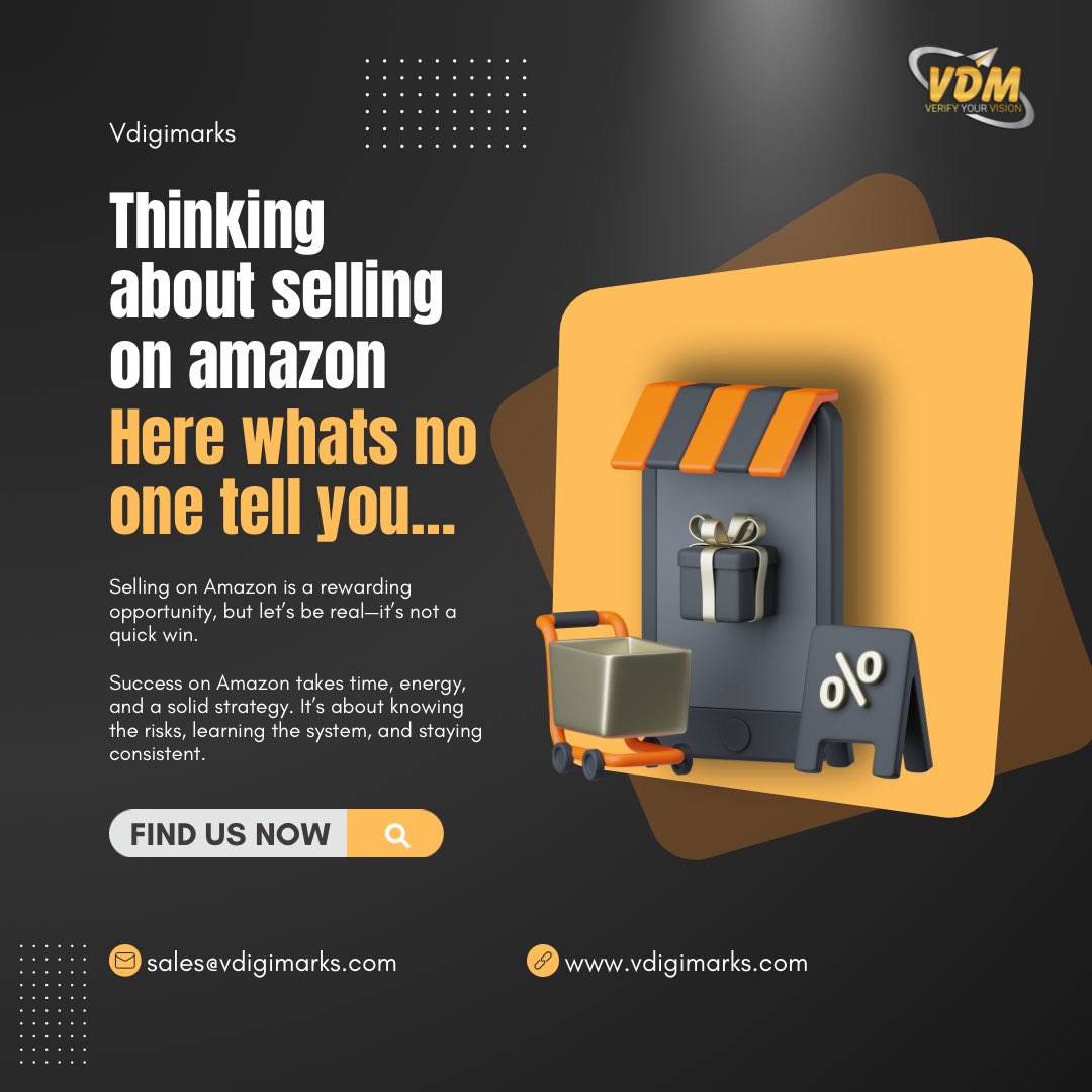 Selling on Amazon is a rewarding opportunity, but let’s be real—it’s not a quick win.

Here’s the truth:
Success on Amazon takes time, energy, and a solid strategy. It’s about knowing the risks, learning the system, and staying consistent.

#amazon #DigitalMarketing #ecommerce