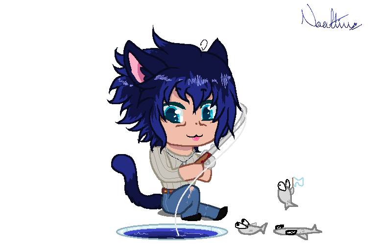 may I please share this quick piece I did of my fisher catboi,., 
👉👈