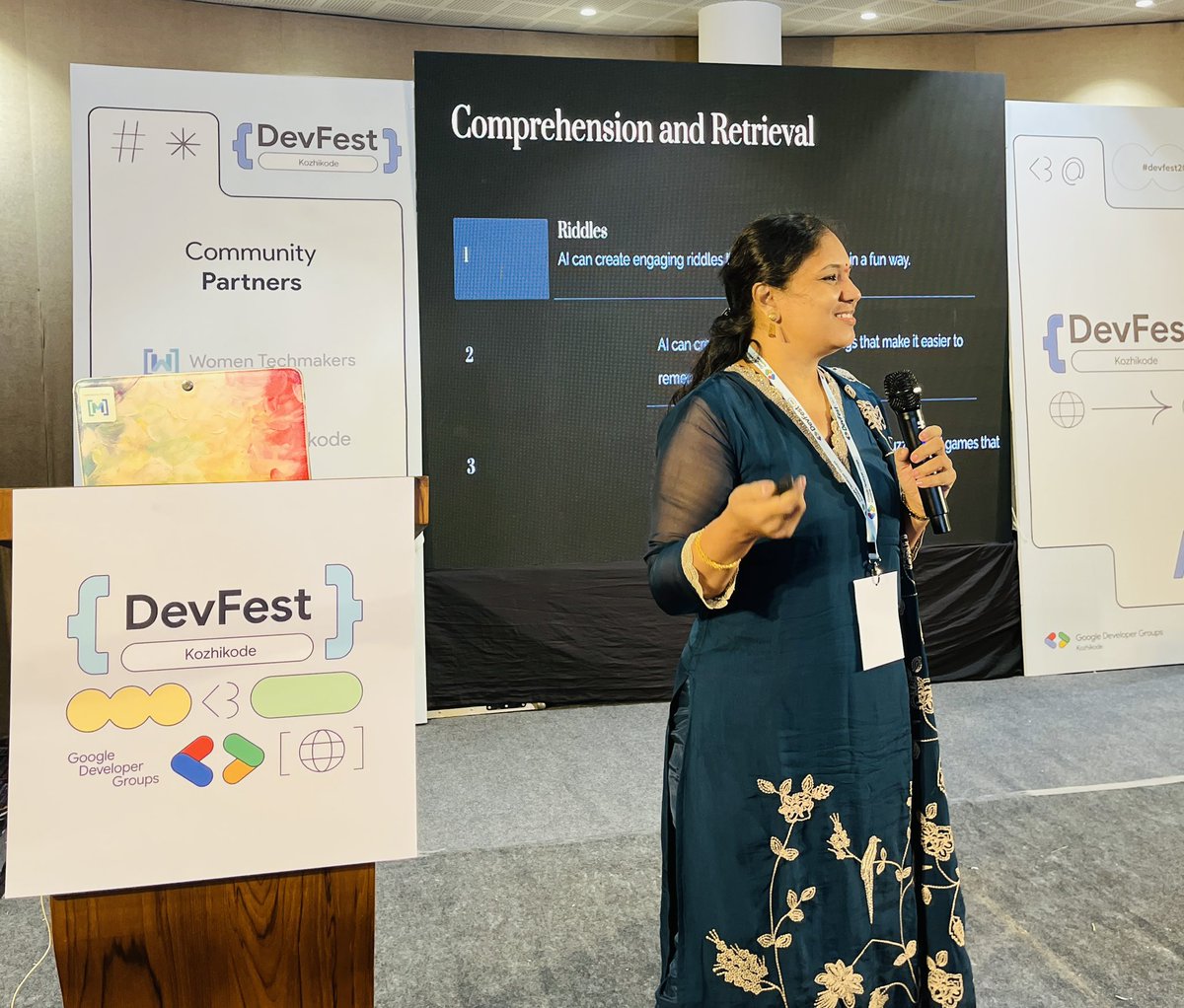 AI is teaching, and <a href="/vusharamani/">Usha Ramani</a> is guiding the lesson. #DevFest2024