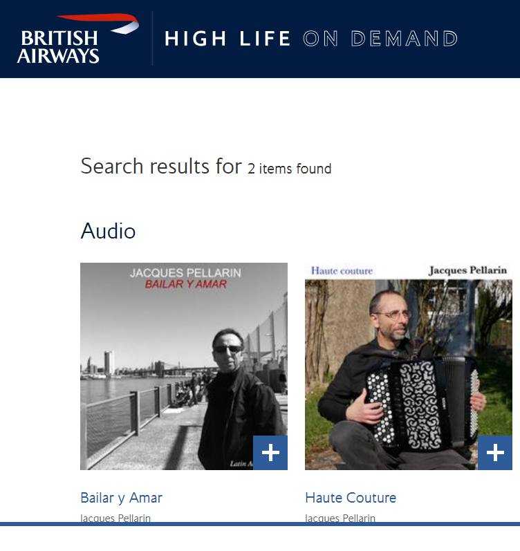 Jacques Pellarin (@jacquespellarin) on Twitter photo If you're flying British Airways this holiday season, my music is waiting for you to enhance your flight! See you soon in the air! ๐
<a href="/JacquesPellarin/">Jacques Pellarin</a>
entertainment.ba.com/en/search?querโฆ If you're flying British Airways this holiday season, my music is waiting for you to enhance your flight! See you soon in the air! ๐
<a href="/JacquesPellarin/">Jacques Pellarin</a>
entertainment.ba.com/en/search?querโฆ