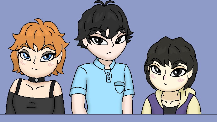 Here are more of my OCs, their names are Elvira, the orange haired girl, Nathan, the tallest, and Lance the last one. Nathan and Lance are biological brothers, while Elvira is their stepsister, they also have their story, which I will also make public, someday, maybe, Idk #nsfw