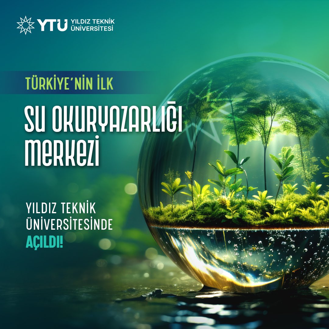 YildizEdu's tweet photo. Türkiye’nin İlk Su Okuryazarlığı Merkezi, Yıldız Teknik Üniversitesi’nde açıldı! 💧

Su, hayatın ta kendisidir. 
Sürdürülebilir su yönetimi ve çevre bilinci adına bir ilke imza atıyoruz. 

Türkiye’nin en yeşil ve en sürdürülebilir kampüslerinden birine sahibiz. Bu deneyim ve sorumlulukla ülkemizin ilk Su Okuryazarlığı Merkezini hayata geçirdik. 🌱

Merkezimiz, eğitimden araştırmaya, toplumsal projelerden bilimsel çözümler üretmeye kadar her alanda Türkiye’nin su yönetiminde lider olmasını sağlayacak öncü çalışmalar yürütecek. 

Her damla bir hikâyedir.

#TürkiyeninYıldızı