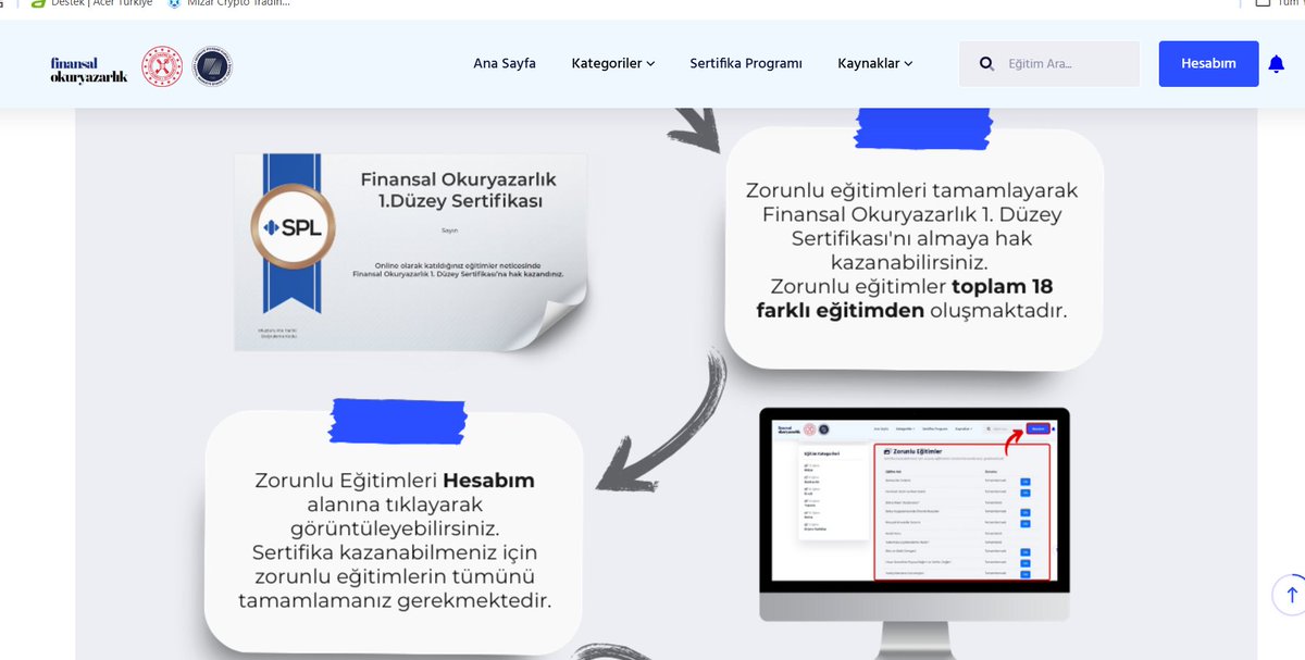 Knowledge_ilker's tweet photo. #ücretsiz
#SPK ve Hazine Maliye Bakanlığı tarafından hazırlanan
Sertifikalı bir #FinansalOkuryazarlıkeğitimi açıldı
👇👇👇
https://t.co/vmOevsZoJt
siteye gidin ve e-devlet üzerinden giriş yapın.
51 Tane eğitim var,
ancak 18 tane zorunlu eğitimi tamamlayıp, her eğitimin sonunda yapılan 3 soruluk testi başarı ile geçip #SPL1 sertifikanıza sahip olabilrsiniz..
Haftasonu için güzel bir etkinlik..
Hemde #belgeli #finansalokuryazar olmak
ve iş başvurularında kullanabilirsiniz..
PAYLAŞ TÜM DOSTLARIMIZ BİLGİLENSİN.
SERTIFIKALARINIZI YORUMLARA BEKLIYORUM DOSTLAR..