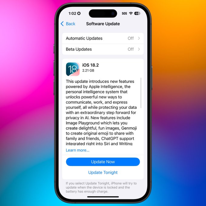 heyronir's tweet photo. Apple just launched iOS 18.2

But it’s not just a regular update — it’s a game-changer.

Here are 12 new iPhone features you should know about:

Number 4 will blow your mind 👇 https://t.co/r6Aw9SY8LJ