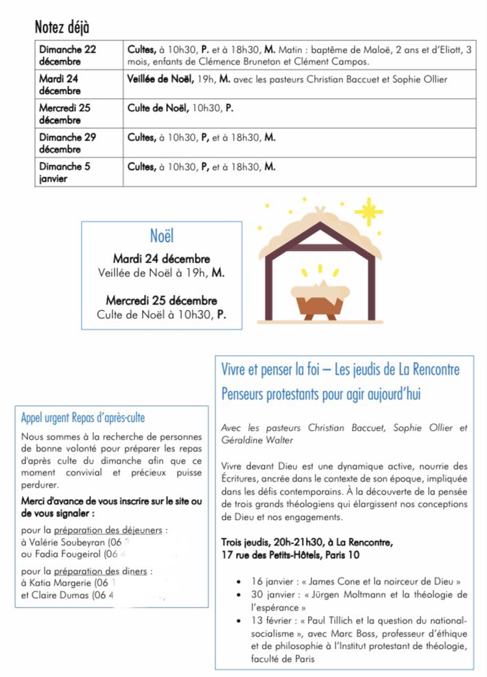 BaccuetC's tweet image. Le programme des deux semaines à venir de l’#Eglise #protestante #EPUdF #PentemontLuxembourg #Paris #Paris6 #Paris7 @paroissepentlux : epupl.org/spiritualite/l…