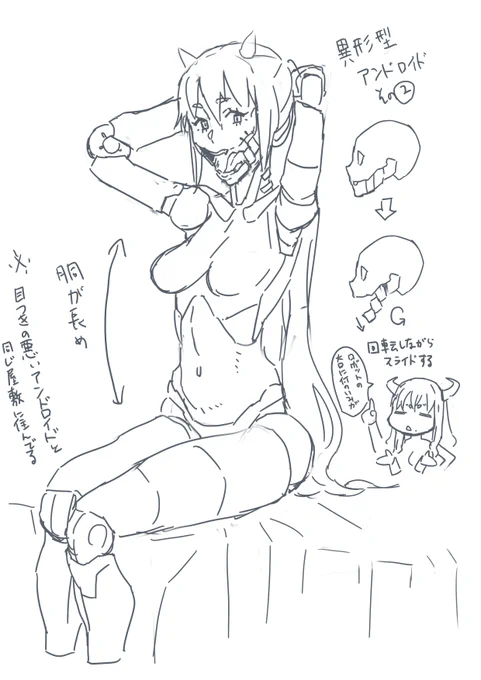 異形型アンドロイドその2の落書きです。 