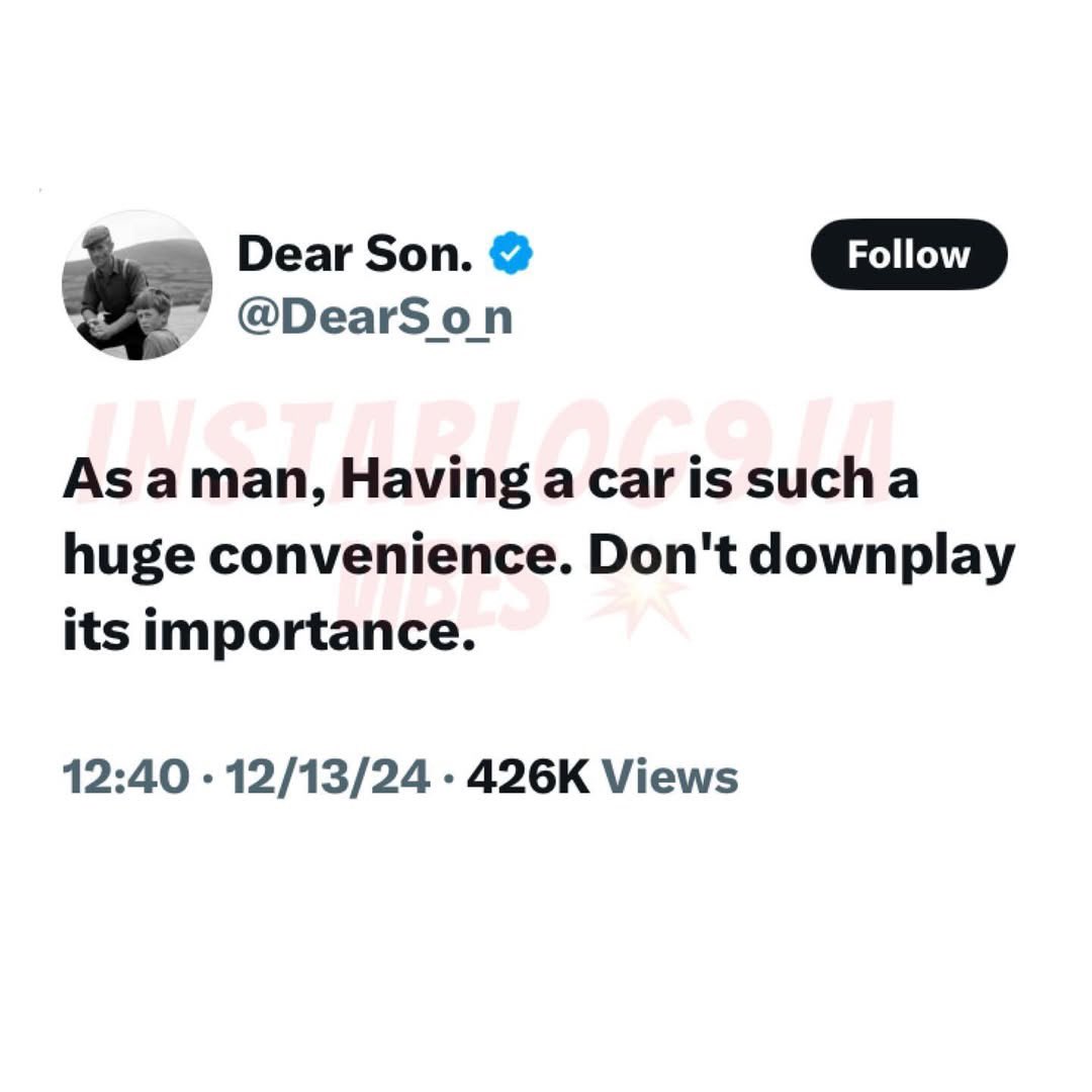 instablog9ja's tweet photo. Having a car is more than just luxury—it’s a game-changer for convenience! 🚗💼 Agree or disagree? https://t.co/qxjdQeTmGp