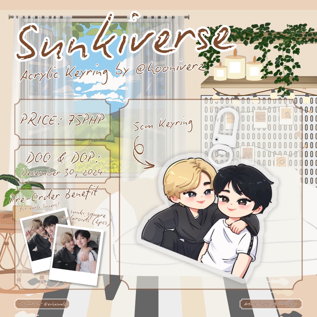 🕯️ 𝑺𝒖𝒏𝒌𝒊 𝑨𝒄𝒓𝒚𝒍𝒊𝒄 𝑲𝒆𝒚𝒄𝒉𝒂𝒊𝒏 ‧ ₊˚
—  by <a href="/hooniverz/">haru ୧ ‧₊˚</a>  🎞️

🛒 pre-order | mto
form : bit.ly/sunkii
📅 doo dop : 12.30

╰  mini giveaway :
2x winners of ₱50 OR keyring
will pick winners via rt picker !

#. enhypen sunoo ni-ki sunki keychain keyring