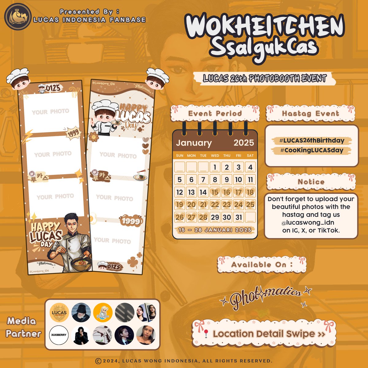 LucasWong_IDN's tweet photo. 𝙇𝙐𝘾𝘼𝙎 𝙒𝙊𝙉𝙂 𝙄𝘿𝙉 𝙋𝙧𝙤𝙪𝙙𝙡𝙮 𝙋𝙧𝙚𝙨𝙚𝙣𝙩𝙨

Lucas Wong 26th Birthday Project

🍜𝙒𝙊𝙆𝙃𝙀𝙄𝙏𝘾𝙃𝙀𝙉 𝙎𝙨𝙖𝙡𝙜𝙪𝙠𝘾𝙖𝙨🍜

𝑷𝒉𝒐𝒕𝒐𝒃𝒐𝒐𝒕𝒉 𝑬𝒗𝒆𝒏𝒕— capture your beautiful moments!

🗓 15-28 Januari 2025
📍Details on Pict

#LUCAS #루카스 @lucas_official https://t.co/3rf57p2csC