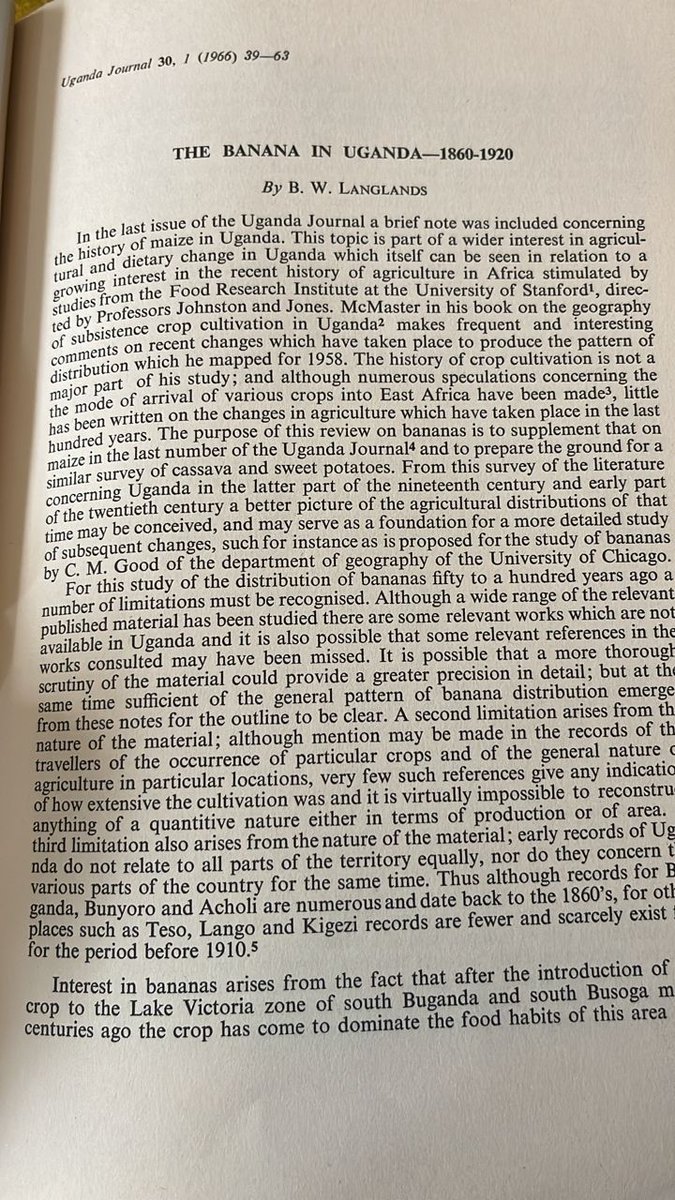 skaheru's tweet photo. While #UgandaReading #ReadingUG The Uganda Journal Vol. 30 Part 1, 1966, I almost fell off my seat laughing at this little entry in the 'The Banana In Uganda 1860-1920': https://t.co/8mxIjN8Gpl