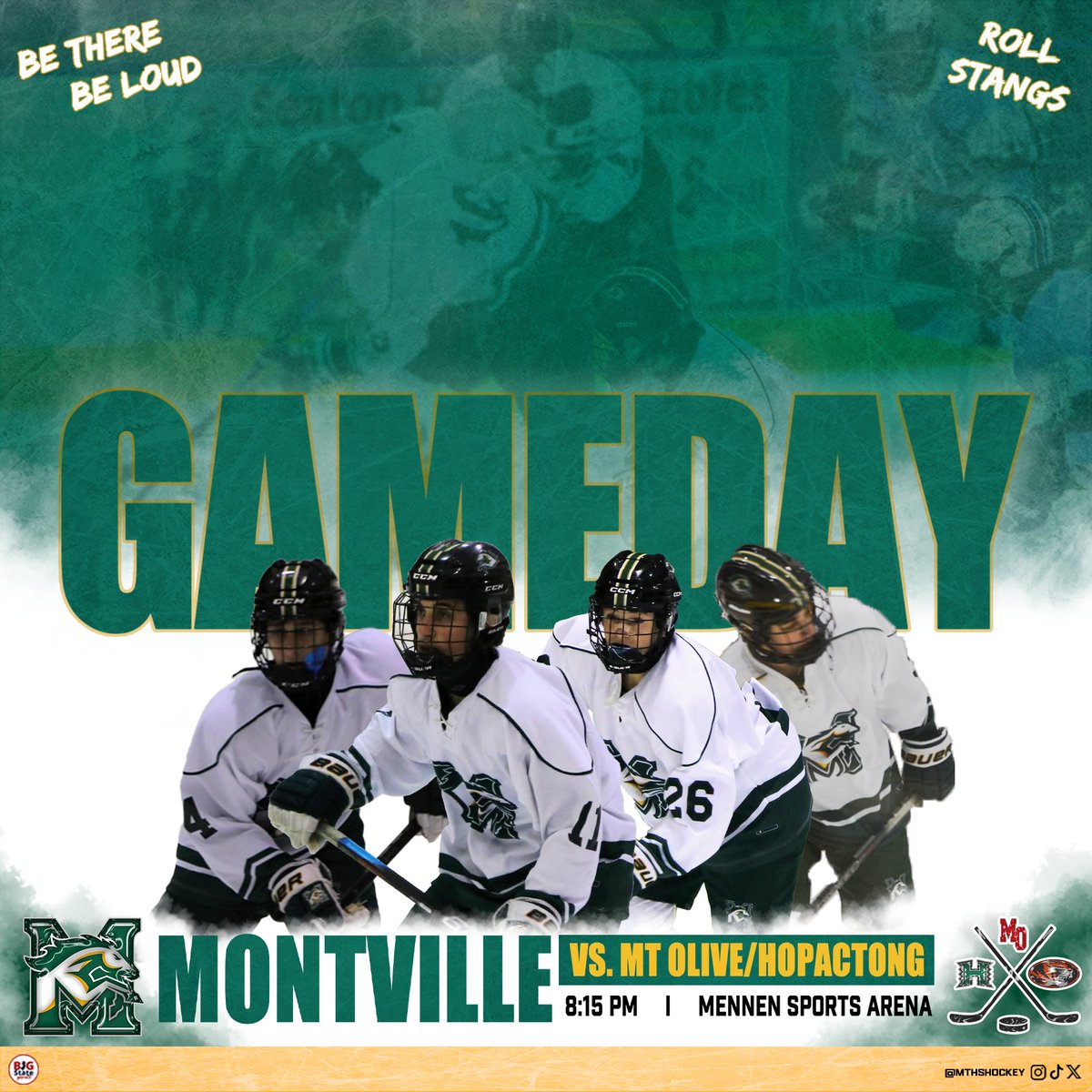 IT’S GAME DAY‼️

Be there to support the Mustangs tonight at 8:15 PM at Mennen Sports Arena as they take on Mount Olive/Hopatcong/Hackettstown ‼️🏒🐎🥅

#rollstangs