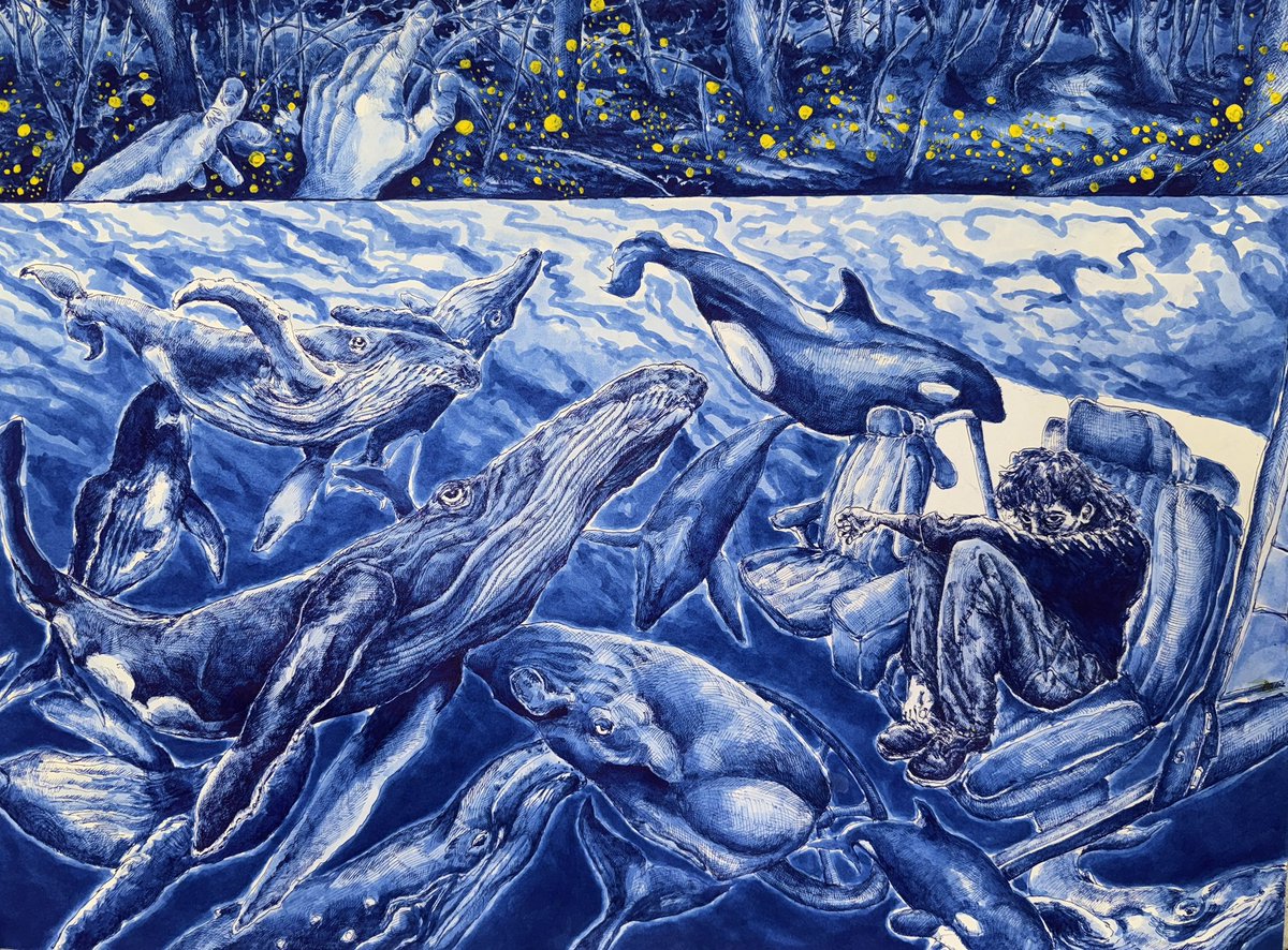 hu3333k's tweet photo. I Heard Whales (18x24) https://t.co/AcPaG5TjbH