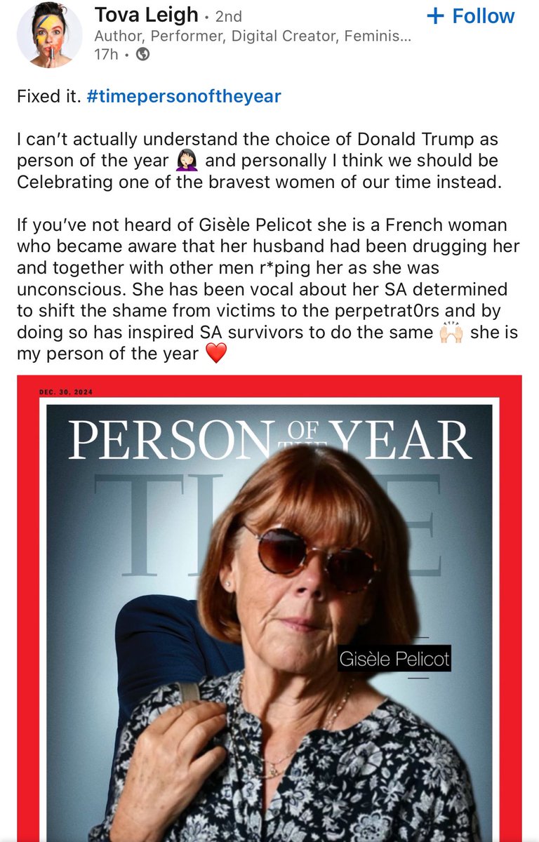 MVEG001's tweet photo. This 👇🏽 #timepersonoftheyear #ViaLinkedIn Thanks Tova Leigh. 🙏🏻 https://t.co/8rTB7BIuwq