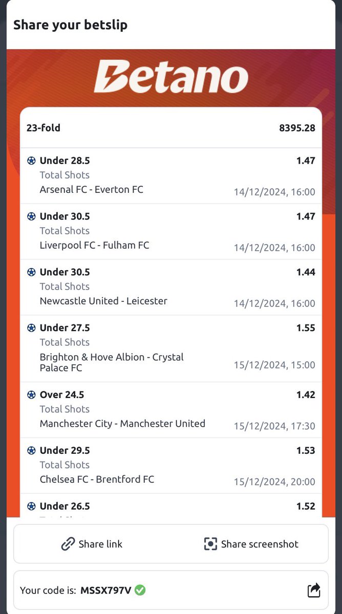 DavsmartMEDIA_1's tweet image. No play everything abeg 
But if u get 500 u can play everything 
Please bet responsibly i just de predict no be me go play the ball Abeg 🙏
#Code1- E9LA5YC6 = 126925k odds
#Code2- MSSX797V = 8395k 
#Code3- ABCQ5S4X = 9284k 
#Code4- HWTYBC4B =2025k
#Code5- LSD6H9AB = 2740k
🍀🍀💥