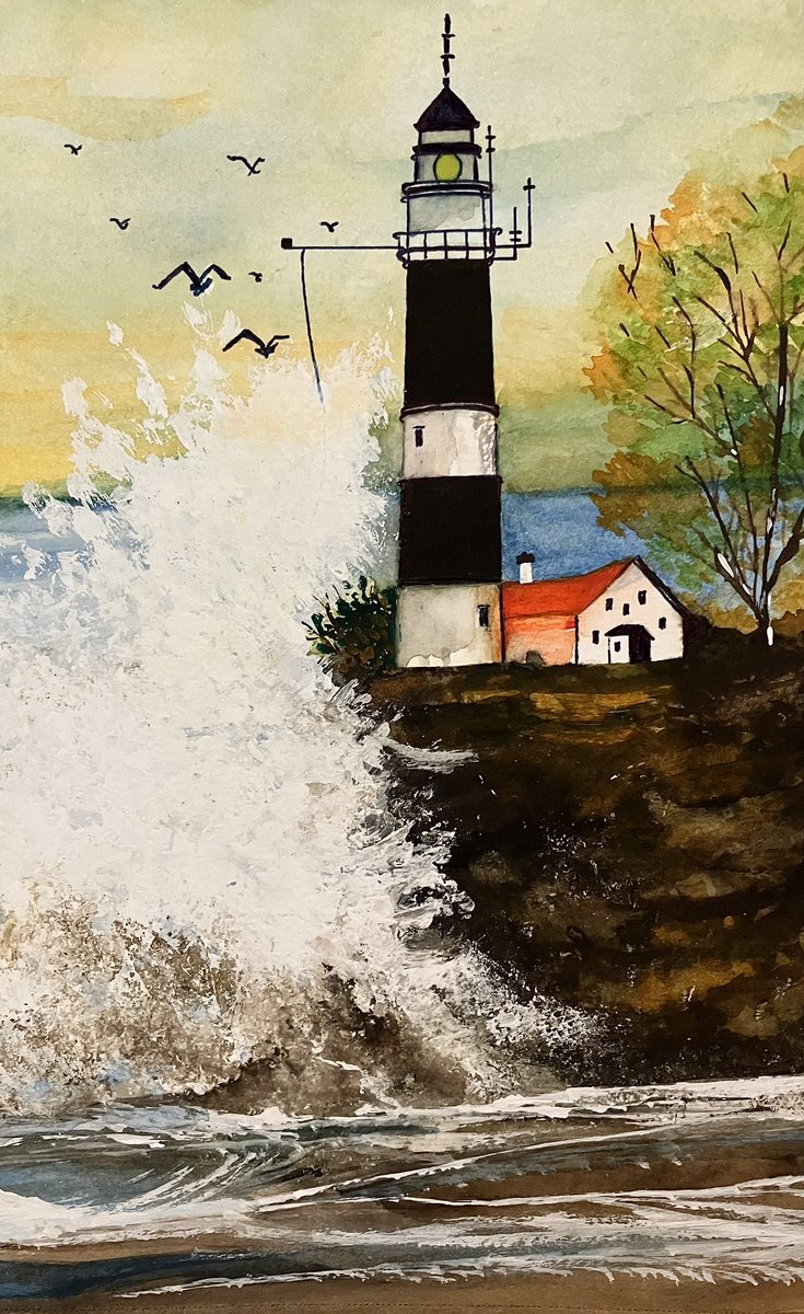 The storm. #watercolorpainting #illustration #lighthouse