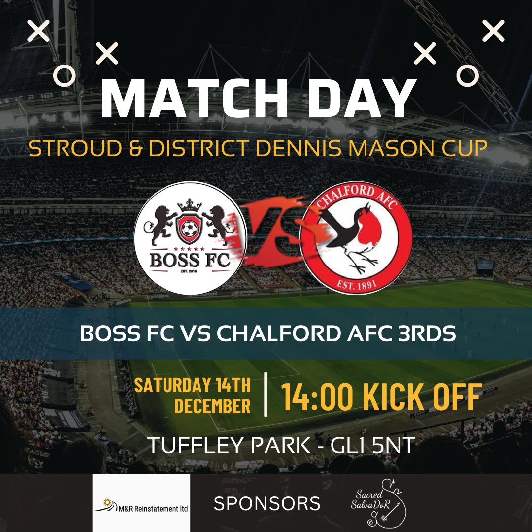 BossFC2016's tweet photo. π CUP DAY π
π @Chalford_AFC 3rds
π @Stroud_League Dennis Mason Cup
βοΈ 14:00
π Tuffley Park
#BOSSFC β€οΈπ€ https://t.co/utDb1taDwH