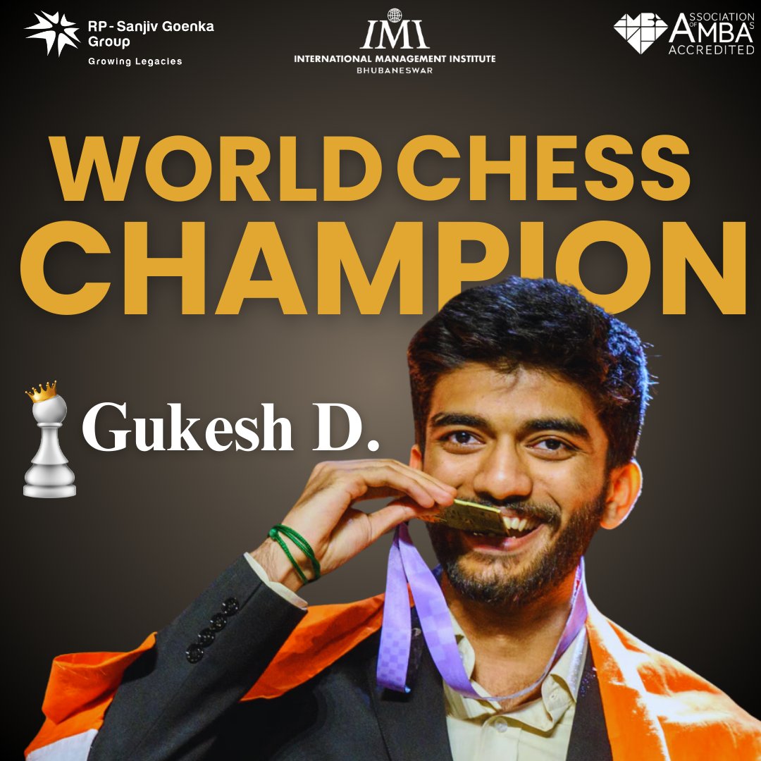 IMI_Bhubaneswar's tweet photo. Rising above the 64 squares.
Mr. Gukesh Dommaraju is redefining brilliance with every move. A prodigy who proves that age is just a number when talent, grit, and ambition align. The chessboard isn’t ready for this level of genius!
#imi #imib #imibhubaneswar #futureforwardwithimib https://t.co/aBioMnaXXZ