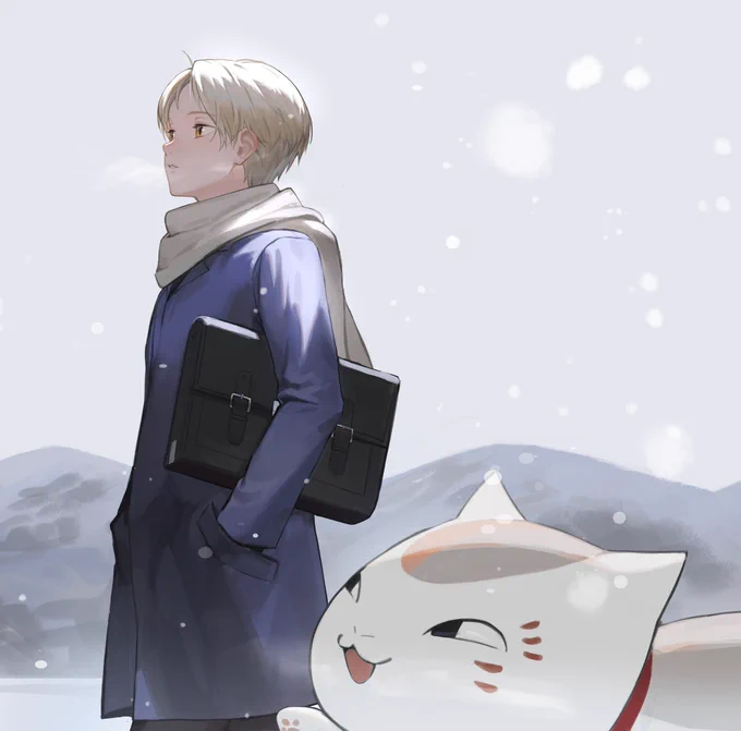 #今年も残りわずかなので今年一番伸びた絵を貼る夏目とにゃんこ先生 