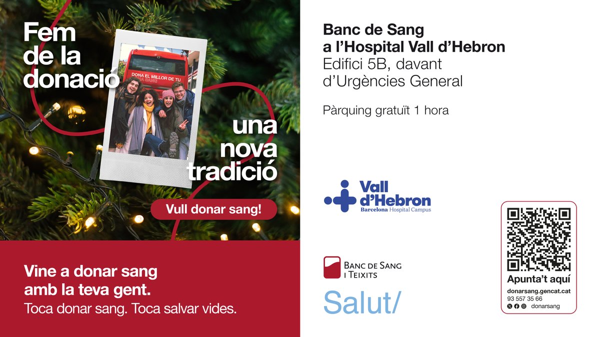 Fem de la donació, una nova tradició! <a href="/donarsanghebron/">Banc de Sang VHebron</a>

🩸 Dona sang amb la teva gent! família, amics, colles, etc. Les reserves baixen un 20% durant les festes, et necessitem com a donant! #DonarSang