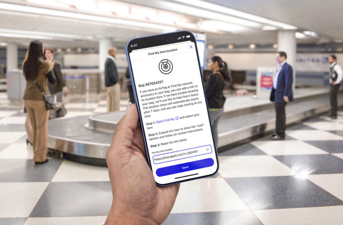 United devient la première compagnie aérienne à utiliser  des #AirTag d'Apple pour suivre les bagages. 🛜 🧳
Les clients peuvent désormais partager en toute sécurité l'emplacement d'un accessoire AirTag  avec les agents du service client #United via l'application United pour une