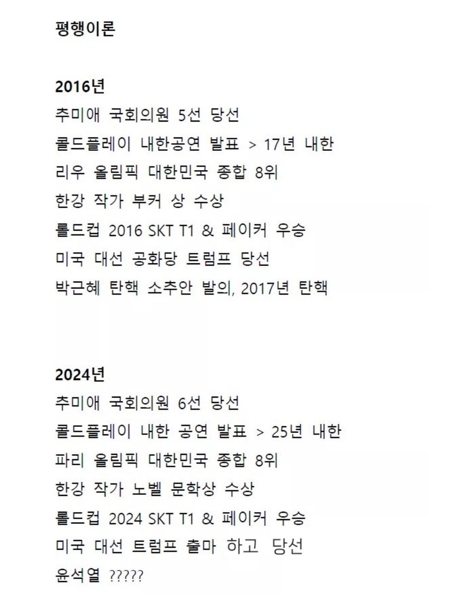 2016-2024 평행이론 완성되다