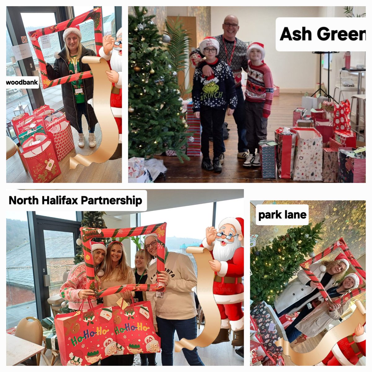 Calderlighthous's tweet image. Santa came to check everything was going to plan yesterday @ThePieceHall 
He stayed and did a little wrapping himself! 
Schools etc collected the gifts for their families.
#beaconofhope 
@ParkLaneAc 
@school_wood 
@AshGreenPrimary 
@NHP