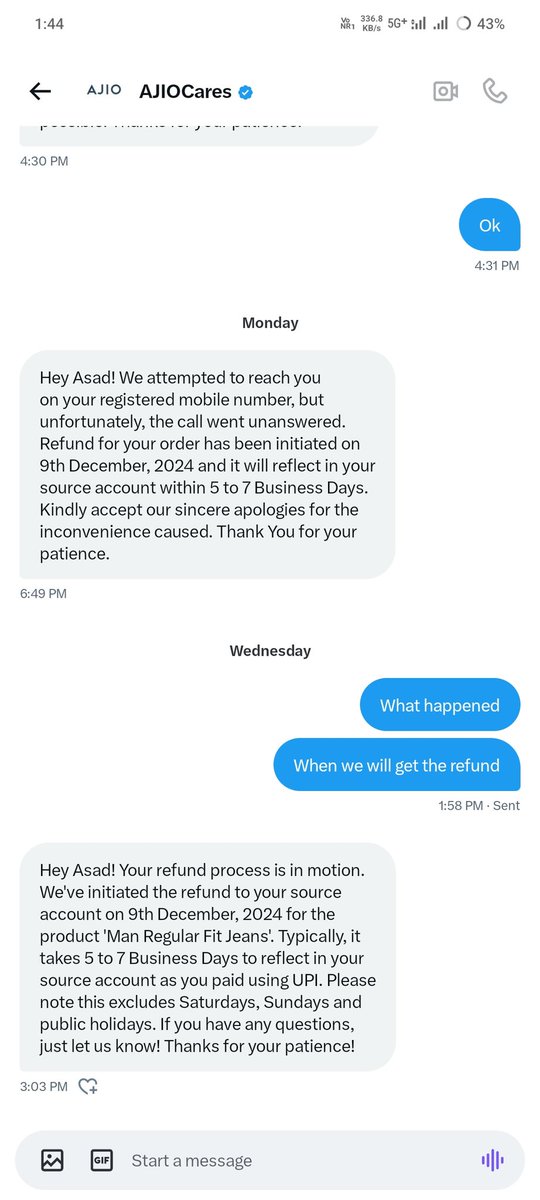 AsadJam81734679's tweet photo. Now really Ajio is doing scam with the customer as we saw the screenshot as they promise to refund the amount within 5 to 7 days. But they are not refund the money still and really they are doing scam at huge level. Previously I have complaint regarding my product .@AjioCares https://t.co/WhUcRCG05S