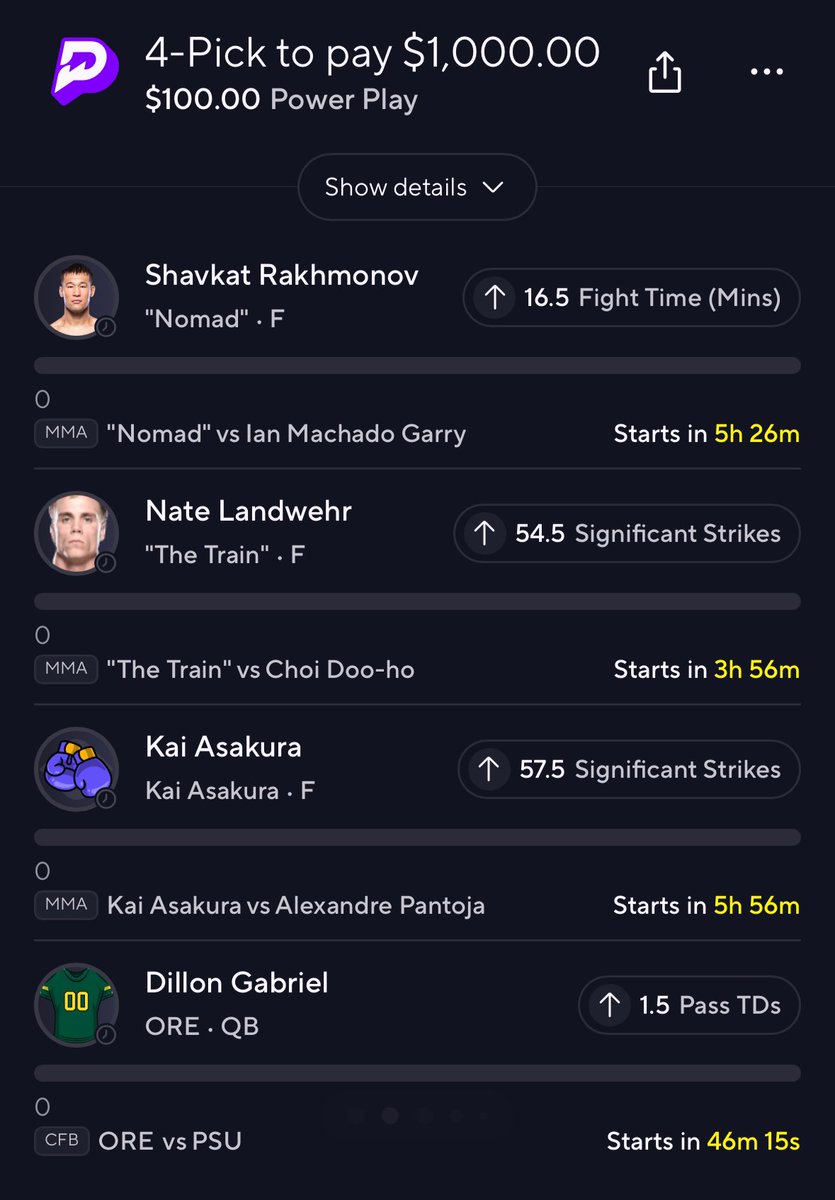 otelimadennis1's tweet image. Fuck it….BOTH for the people 🫡

Volkov is iffy but confident in the rest!!
(Feel free to leave it out or ride)

Added CFB to the 3 pick for 10X or leave it out and run the 5X

Good luck 🍀

t.me/+j8ikvy3i8TsyM…

#PrizePicks #PapasPicks #PapaJawnz #GamblingX #UFC #CFB #UFC310