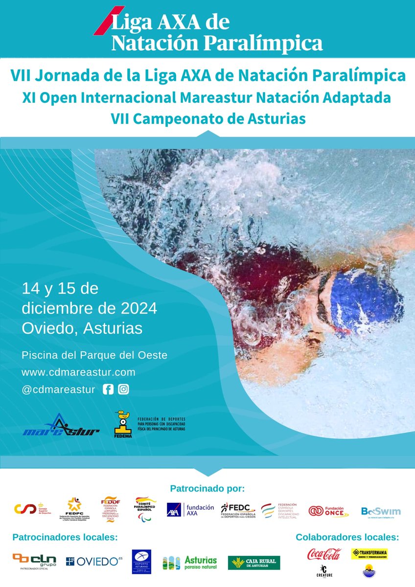 Incluswim (@incluswim_) on Twitter photo Cerramos la #LigaAXA de natación paralímpica en #Oviedo
Nos esperan dos jornadas muy emocionantes con la mejor #natacion
En directo en sipuedes.tv
🏊♀️🏊♂️🏊♀️🏊♂️
<a href="/lcgd62/">laureano gil davila</a> #swimming Cerramos la #LigaAXA de natación paralímpica en #Oviedo
Nos esperan dos jornadas muy emocionantes con la mejor #natacion
En directo en sipuedes.tv
🏊♀️🏊♂️🏊♀️🏊♂️
<a href="/lcgd62/">laureano gil davila</a> #swimming