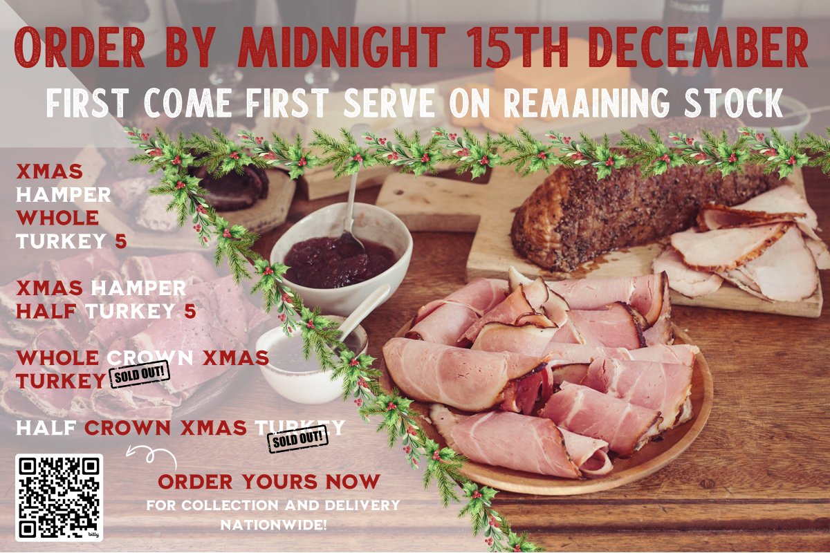 🎄🍖 FINAL CALL for Pappy's Christmas Hampers! 🍖🎄
Bring Texas BBQ to your table! Includes: Oak Smoked Turkey Crown, Black Angus Brisket, Ham, Pastrami, Smoked Cheeses, Cranberry Sauce, Jalapeño Jam &amp; Texas BBQ Sauce.
⏰ Order by Dec 15th to guarantee delivery!