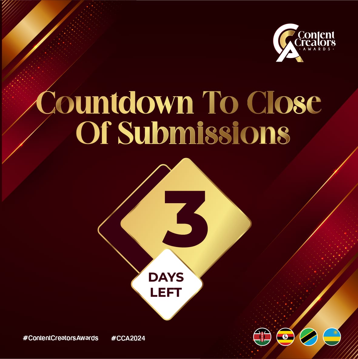 Don't miss out on the chance, 3 days till close of submissions at ccawards.africa/nominees