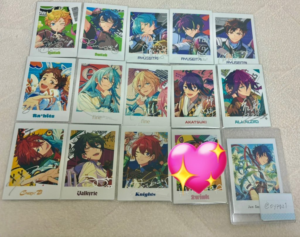 oypgz1's tweet photo. 【交換】あんスタ　ぱしゃっつ　TRIP

譲：宙、つむぎ、奏汰、忍、鉄虎、光、渉、英智、颯馬���マヨイ、⭐️燐音、⭐️みか、⭐️司

求：零、凪砂

⭐️は零含む交換。
平日18時半ごろ池袋手渡し、郵送での交換可能です。
お気軽にお声掛けください🌸 https://t.co/IUh5EtGBid