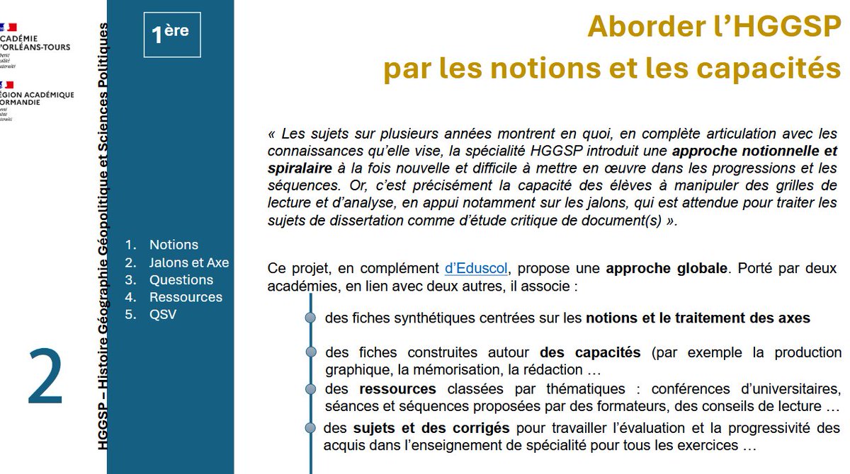 [HGGSP] Aborder l’enseignement de spécialité par les notions et les capacités: une série de webinaires à retrouver sur le site académique.⬇️
pedagogie.ac-orleans-tours.fr/spip.php?artic…