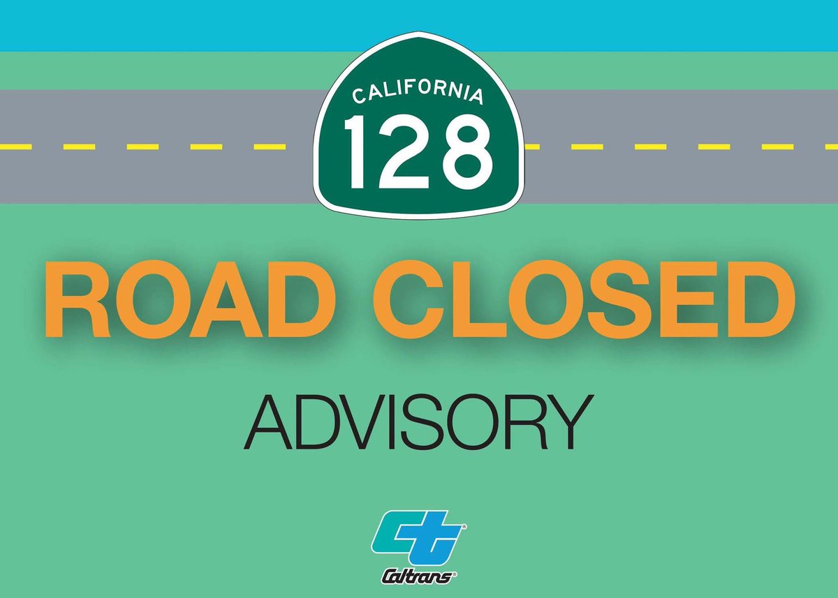 CaltransDist1's tweet photo. 🔴 TRAFFIC ALERT: Route 128 is CLOSED from the Route 1 junction to just west of Navarro (PM 0-12) in Mendocino County due to flooding. 

Please follow social media for updates and visit https://t.co/faudYOtp7p for real-time traffic information.
#mendocinocounty #route1 #Route128 https://t.co/sUGPrj9vLB