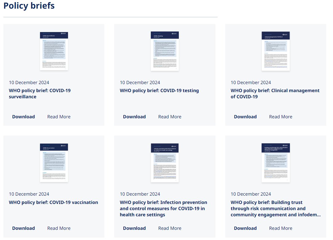 [Updated] #COVID19 policy briefs to help countries manage the disease. These policy briefs reflect the current COVID-19 situation and the latest guidance and recommendations.
Learn more: who.int/emergencies/di…