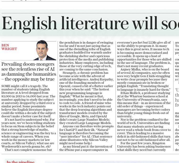 Jennifer Richards (@jenniferrichar7) on Twitter photo Why employers already know English Literature & the humanities have a future in the age of AI. A powerful article from Ben Wright for the Telegraph <a href="/EnglishAssoc/">English Association</a> <a href="/draperel/">Elizabeth Draper Also @draperel.bsky.social💛📚📕</a> <a href="/byebyepride/">Alex Thomson</a> <a href="/ArtsandHums/">Arts & Humanities Alliance (AHA)</a> <a href="/BritishAcademy_/">The British Academy</a> <a href="/UnivEnglish/">University English</a> @IES Why employers already know English Literature & the humanities have a future in the age of AI. A powerful article from Ben Wright for the Telegraph <a href="/EnglishAssoc/">English Association</a> <a href="/draperel/">Elizabeth Draper Also @draperel.bsky.social💛📚📕</a> <a href="/byebyepride/">Alex Thomson</a> <a href="/ArtsandHums/">Arts & Humanities Alliance (AHA)</a> <a href="/BritishAcademy_/">The British Academy</a> <a href="/UnivEnglish/">University English</a> @IES