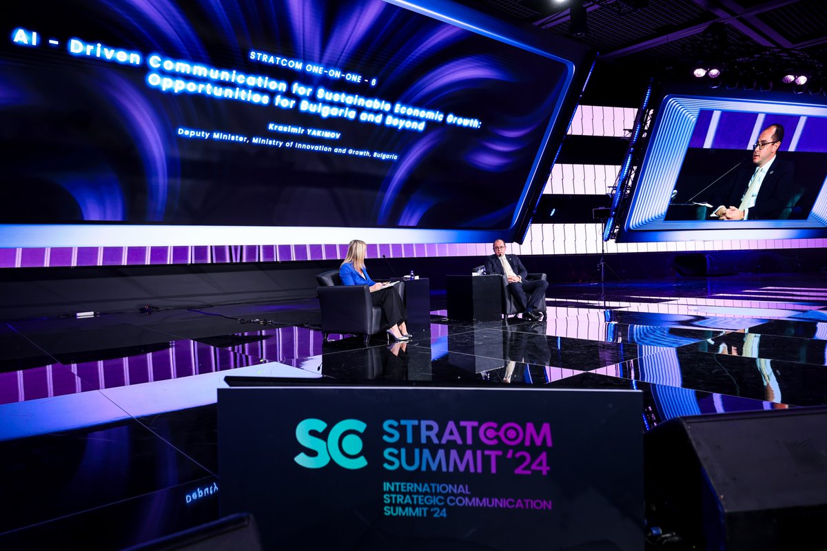 🟥 Stratcom Forum ’24 kapsamında düzenlenen “Sürdürülebilir Ekonomik Büyüme için Yapay Zeka Odaklı İletişim: Bulgaristan ve Ötesi için Fırsatlar” paneline, Bulgaristan İnovasyon ve Büyüme Bakan Yardımcısı Kresimir Yakimov katılarak, yapay zekâ destekli iletişim stratejilerinin