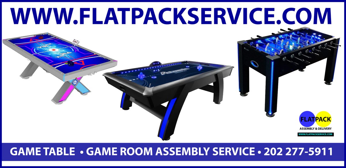flatpackservice's tweet image. 🟪⬛#GAMETABLE #ASSEMBLYSERVICE @WWW.FLATPACKSERVICE.COM ✪ #WASHINGTONDC #ARLINGTONVA
⬛🟪 #airhockey #pooltables ✪ #foosball ✪ Game Tables Disassembly and Moving Services in DC,VA,MD ✪ Game Table Assembly and installation in Baltimore ✪ #FLATPACKSERVICEDC ✪
Game Tables…
