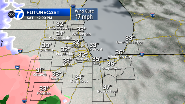 JaisolWX's tweet photo. Expect some wet weather Sat PM-Sun AM
-With cold road temperatures &amp; air temperatures right around 32º, there could be a light glaze of ice as the precipitation initially moves in today for LaSalle, DeKalb and McHenry Counties.

For the rest of the area, rain arrives after 2PM. https://t.co/iLdQSbZgi0