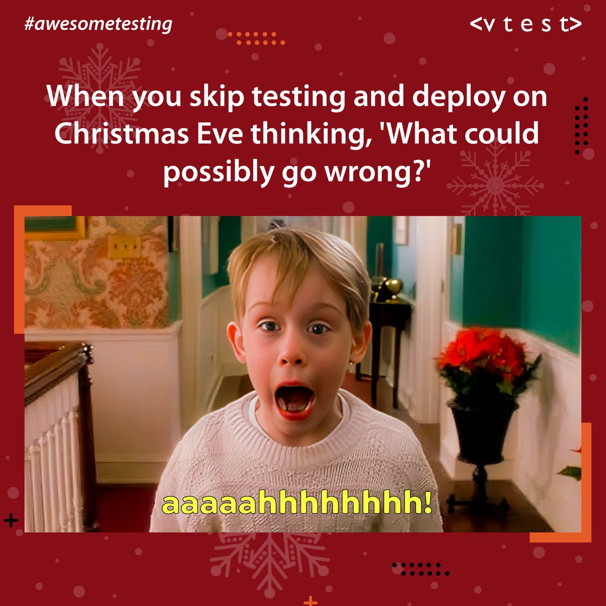vtestcorp's tweet photo. #thursdaymemes
When you skip testing and deploy on Christmas Eveβ¦
#memes #testing #memesdaily #itmemes #merrychristmas #christmas #happyholidays #softwaretestingcompany #softwaretesting #testautomation #testers #testingjobs #awesometesting #vtest https://t.co/IB9w8qAXwY