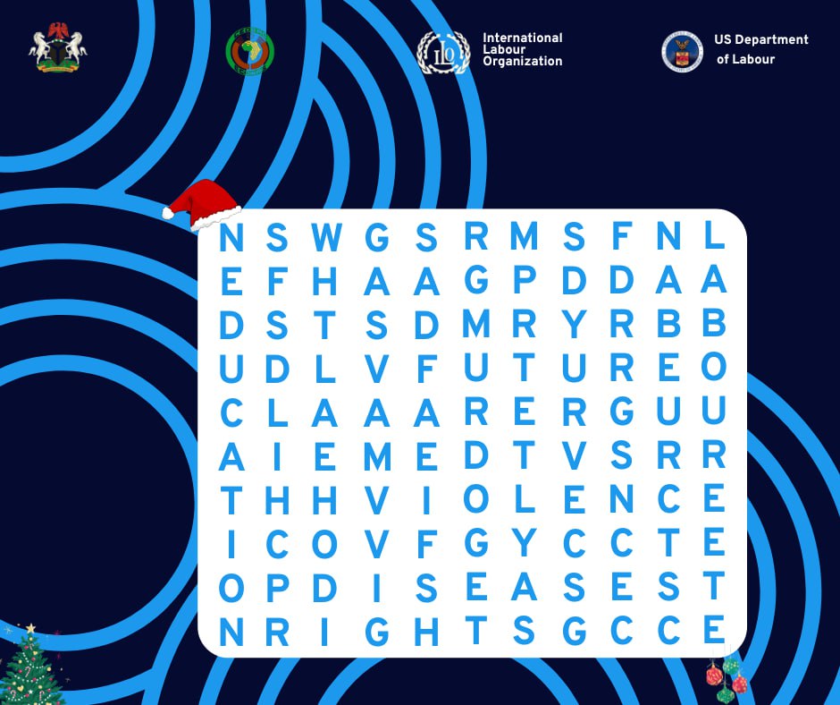 "Can you spot all the child labor-related words in the puzzle below? 🔍💬 #ChildLaborAwareness #PuzzleChallenge